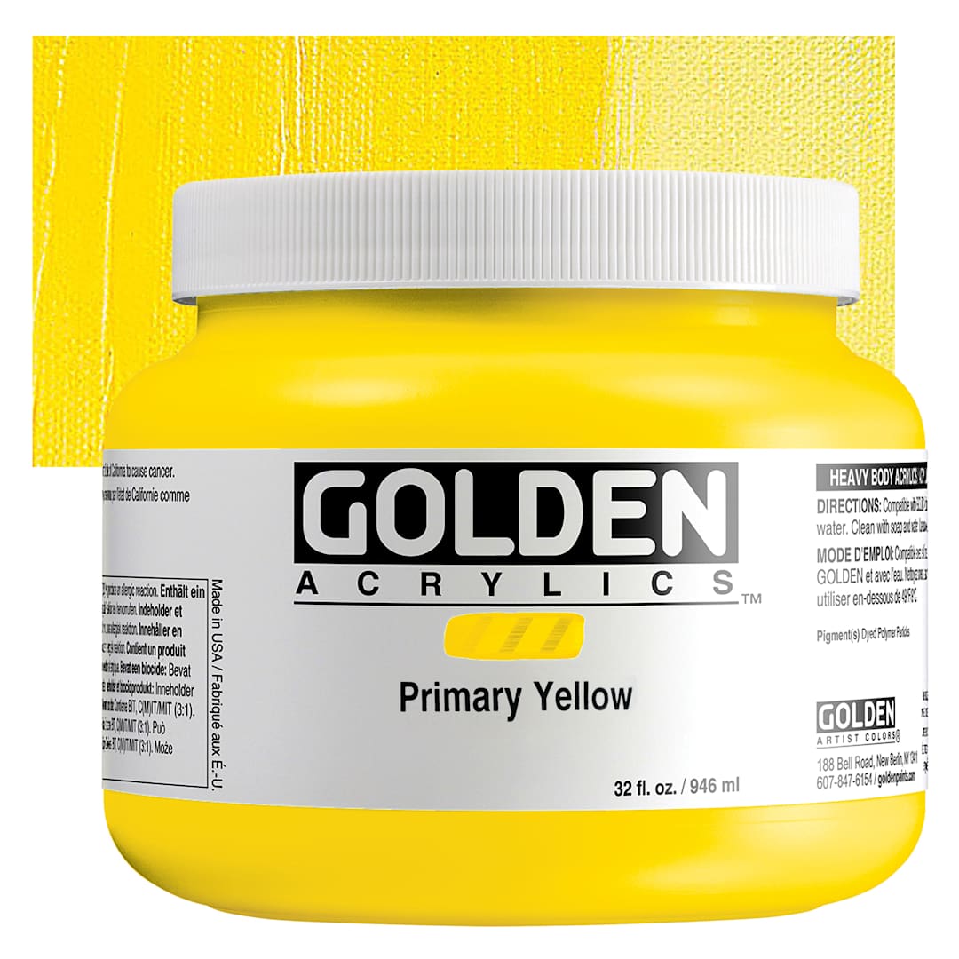 Open in modal - Golden Heavy Body Artist Acrylics - Fluorescent Orange, 32 oz Jar and Swatch