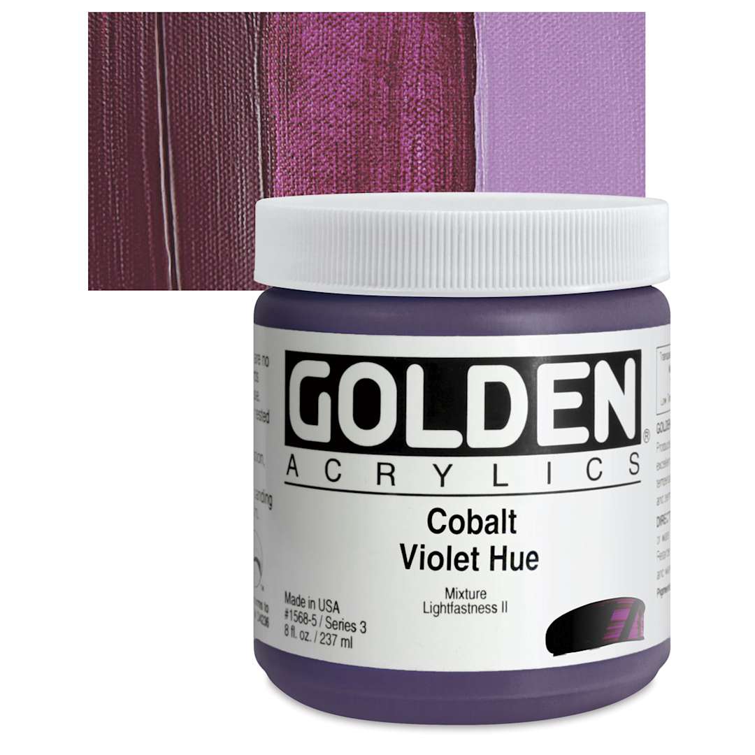 Open in modal - Golden Heavy Body Artist Acrylic - Cobalt Violet Hue, 8 oz Jar and swatch