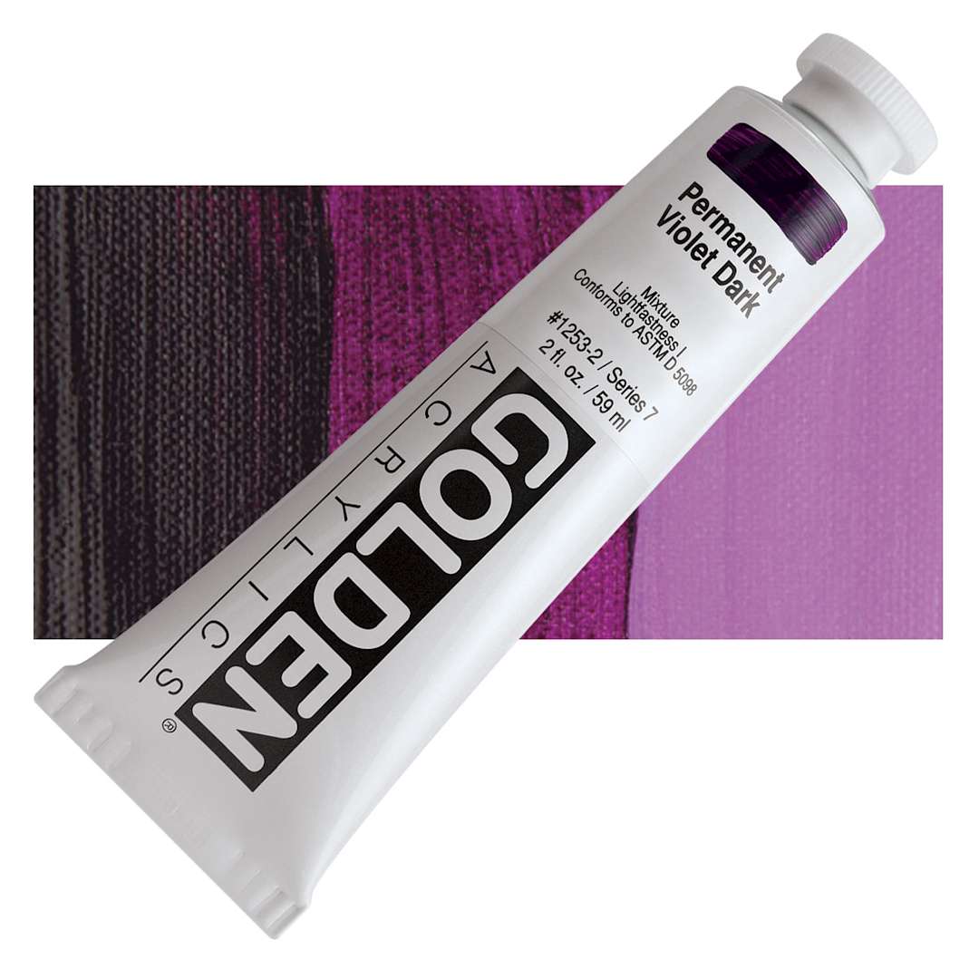 Open in modal - Golden Heavy Body Artist Acrylic - Permanent Violet Dark, 2 oz Tube and swatch