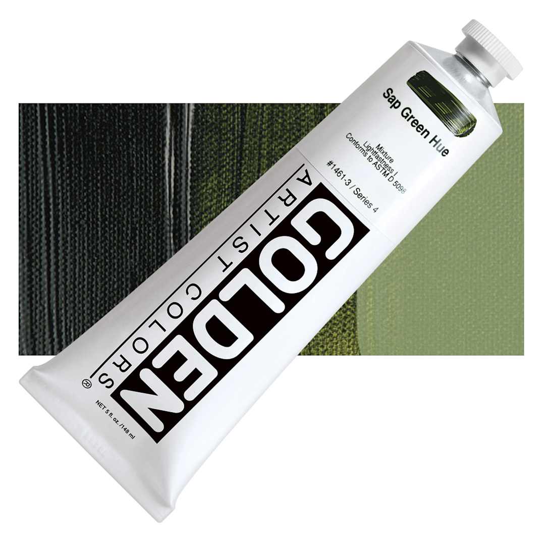 Open in modal - Golden Heavy Body Artist Acrylic - Sap Green Hue, 5 oz Tube and swatch