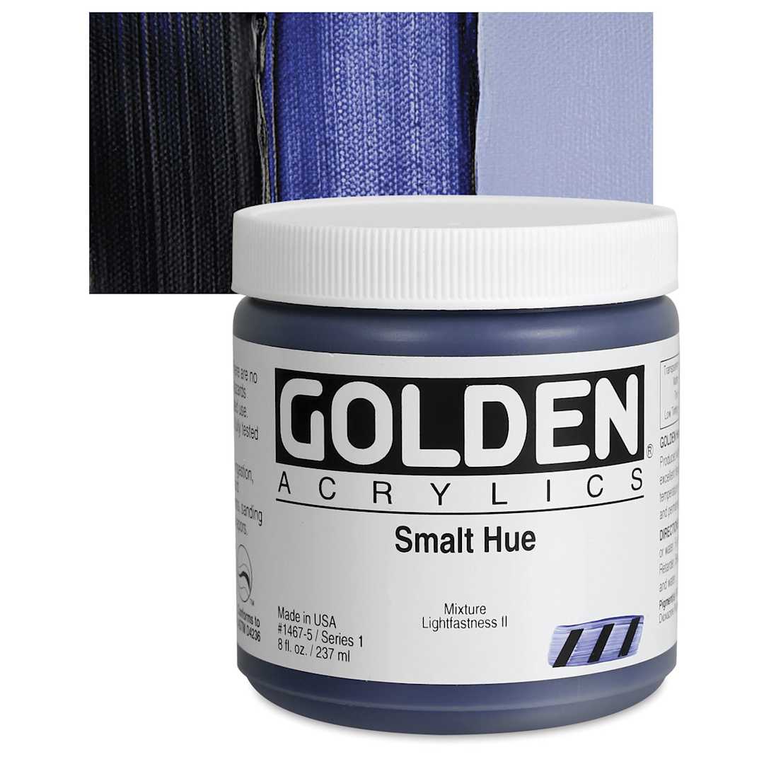 Open in modal - Golden Heavy Body Artist Acrylic - Smalt Hue, 8 oz Jar and swatch