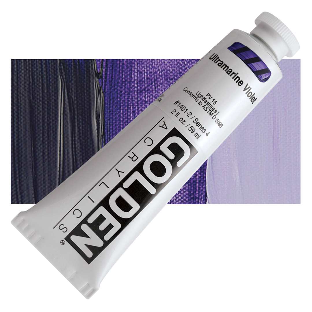 Open in modal - Golden Heavy Body Artist Acrylic - Ultramarine Violet, 2 oz Tube and swatch
