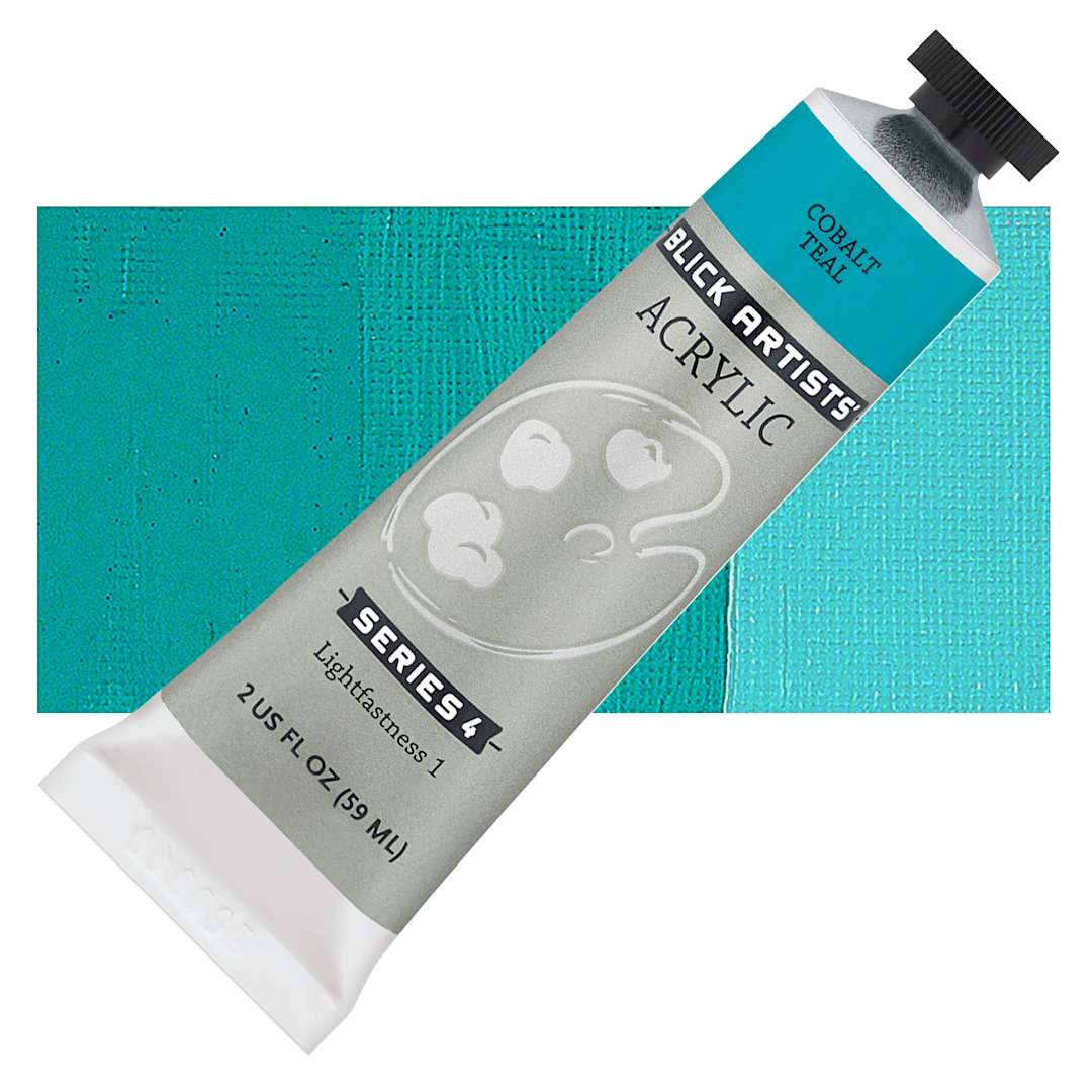 Open in modal - Blick Artists' Acrylic - Cobalt Teal, 2 oz tube and swatch