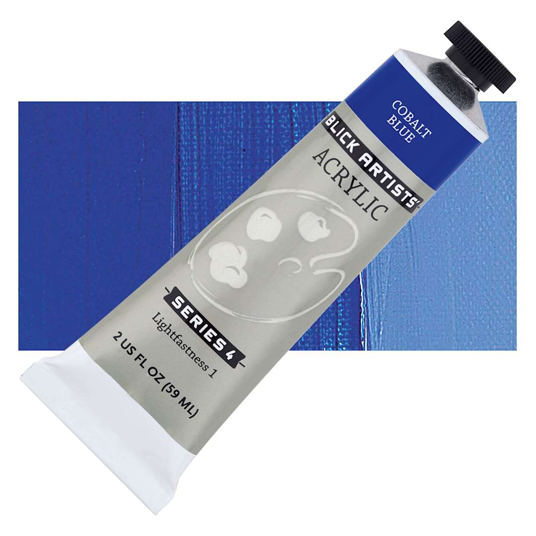 Open in modal - Blick Artists' Acrylic - Cobalt Blue, 2 oz tube and swatch