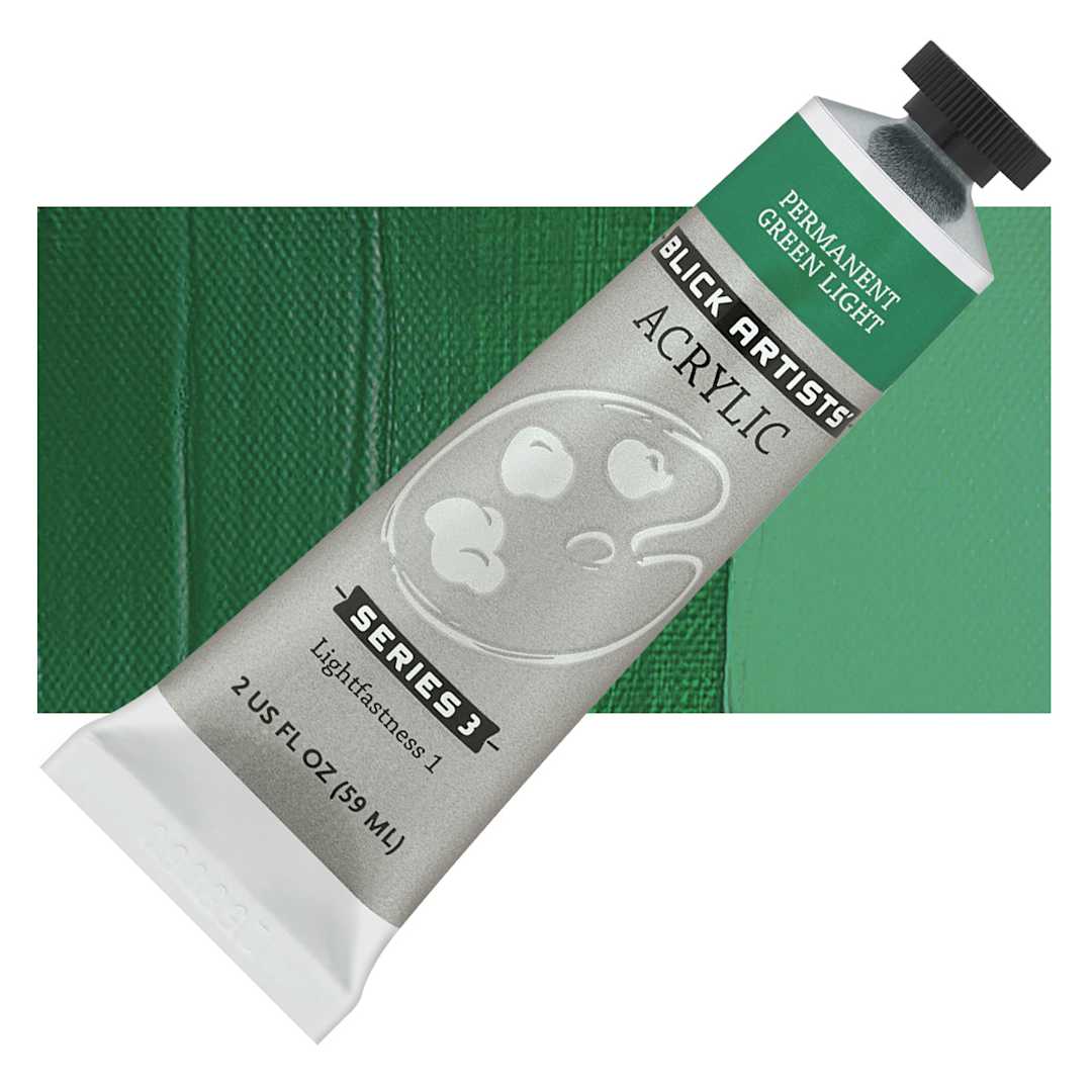 Open in modal - Blick Artists' Acrylic - Permanent Green Light, 2 oz tube and swatch