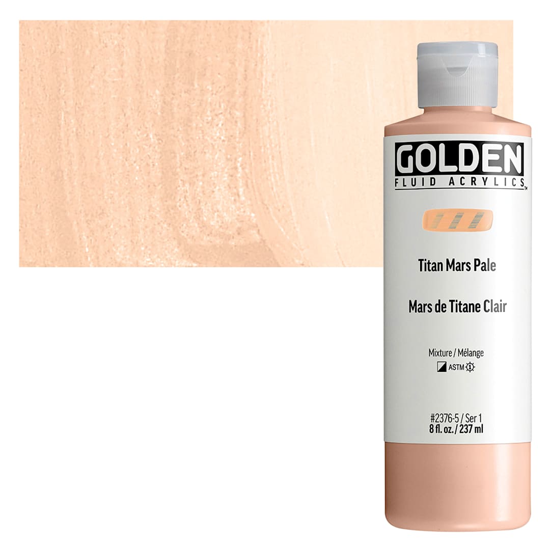 Open in modal - Golden Fluid Acrylic - Titan Mars Pale, 8 oz bottle and swatch