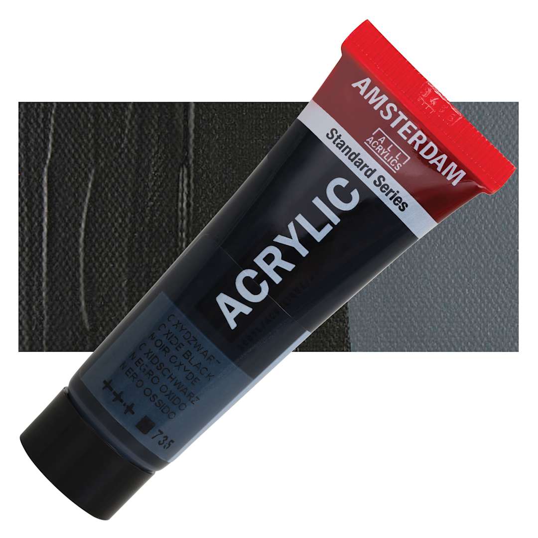 Open in modal - Amsterdam Standard Series Acrylic - Oxide Black, 20 ml Tube and swatch