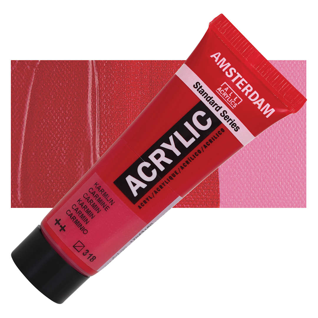 Open in modal - Amsterdam Standard Series Acrylic - Carmine, 20 ml Tube and swatch