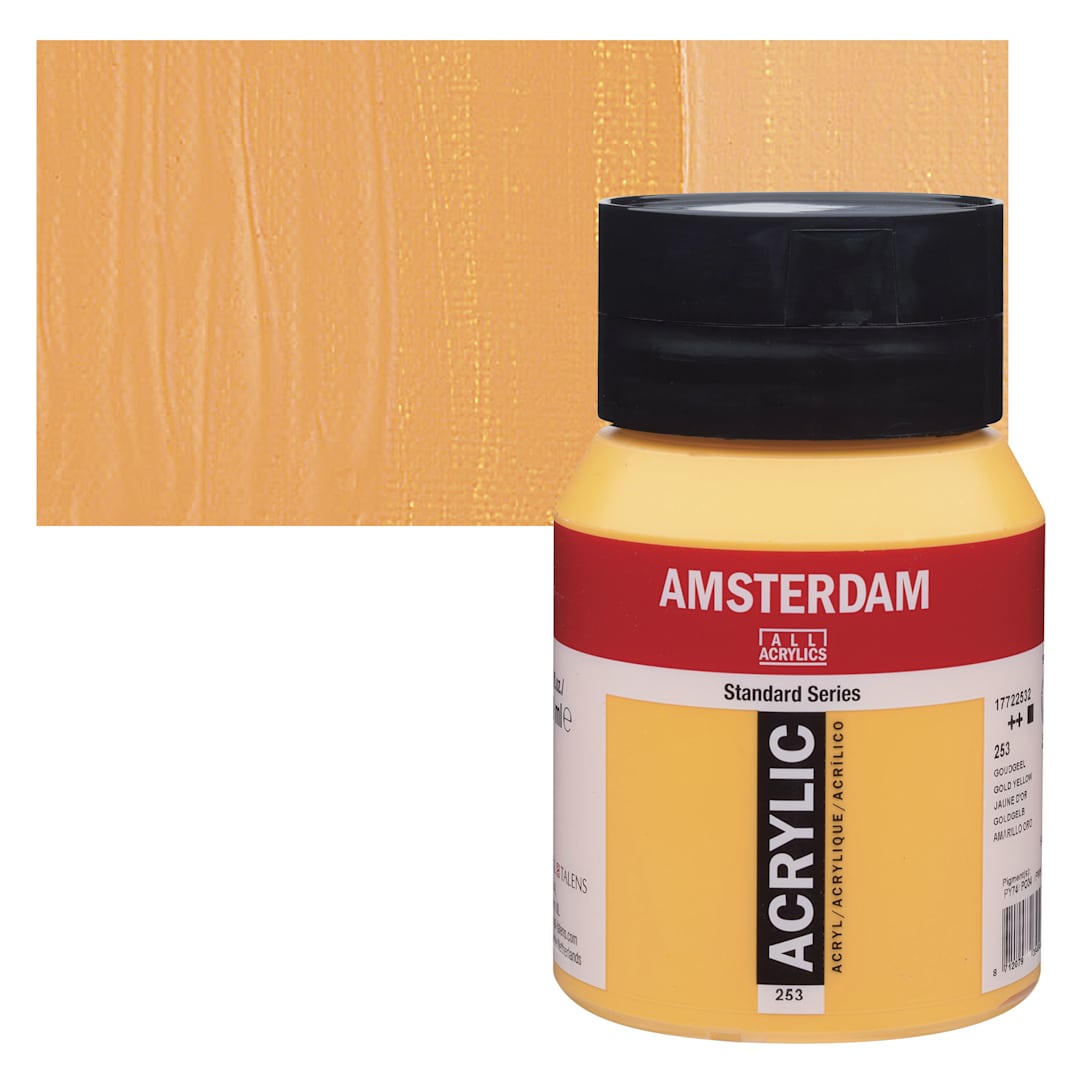 Open in modal - Amsterdam Standard Series Acrylic - Gold Yellow, 500 ml bottle and swatch