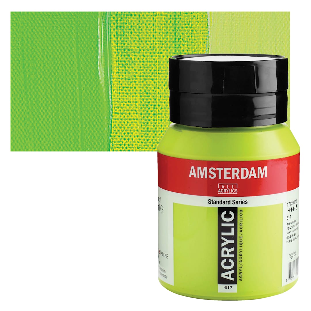 Open in modal - Amsterdam Standard Series Acrylic - Yellowish Green, 500 ml Bottle and swatch