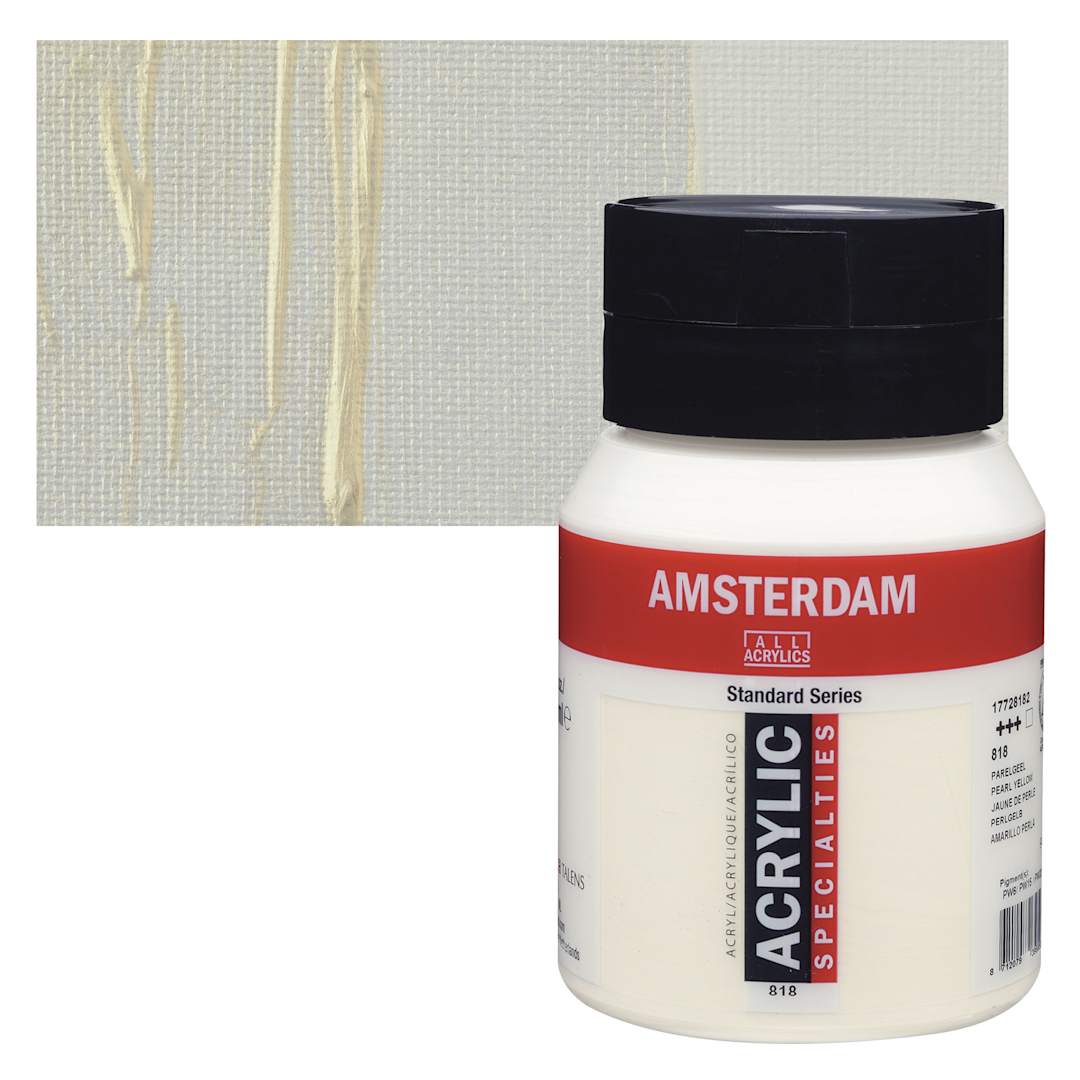 Open in modal - Amsterdam Standard Series Acrylic - Pearl Yellow, 500 ml bottle and swatch