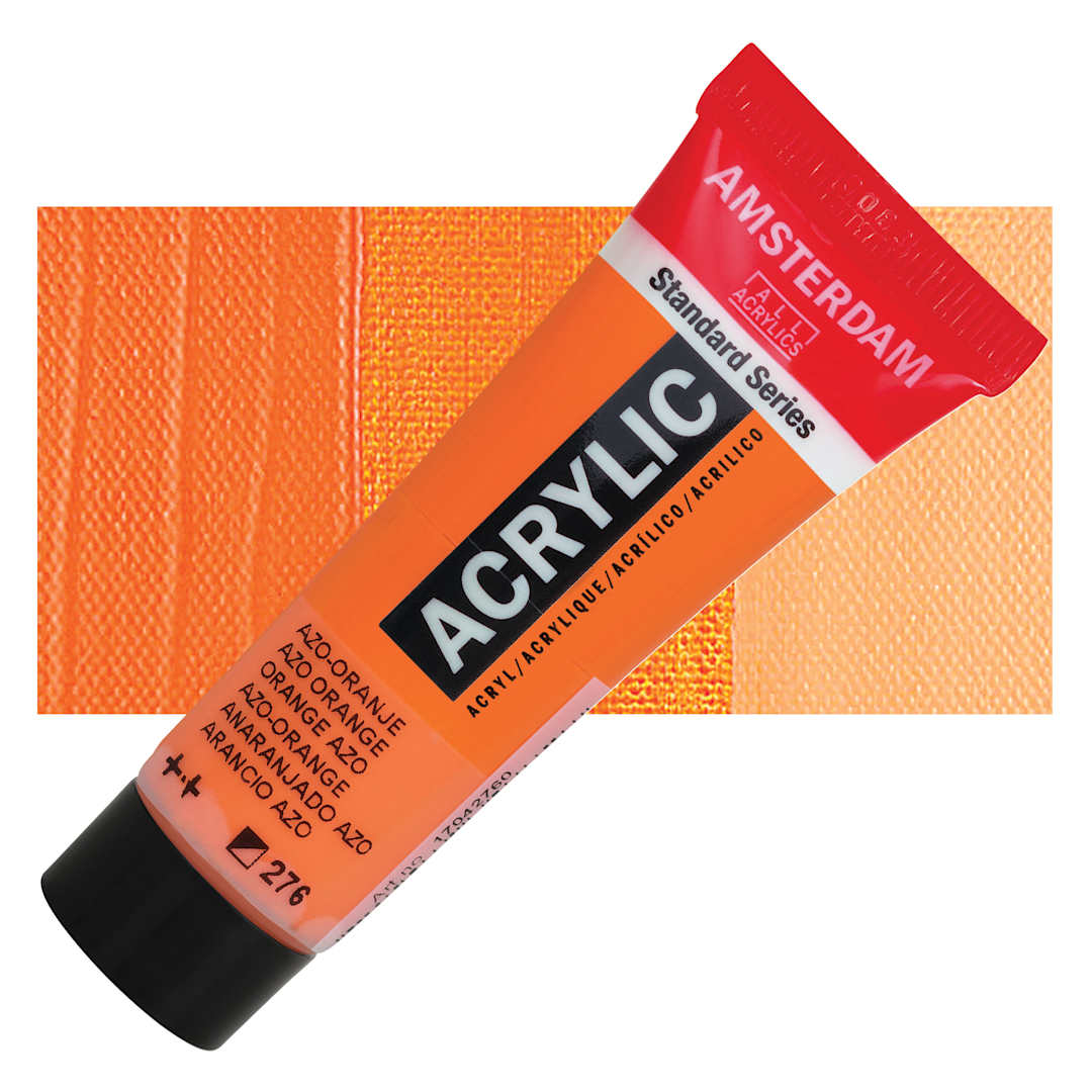 Open in modal - Amsterdam Standard Series Acrylic - Azo Orange, 20 ml Tube - Azo Orange, 20 ml Tube and swatch