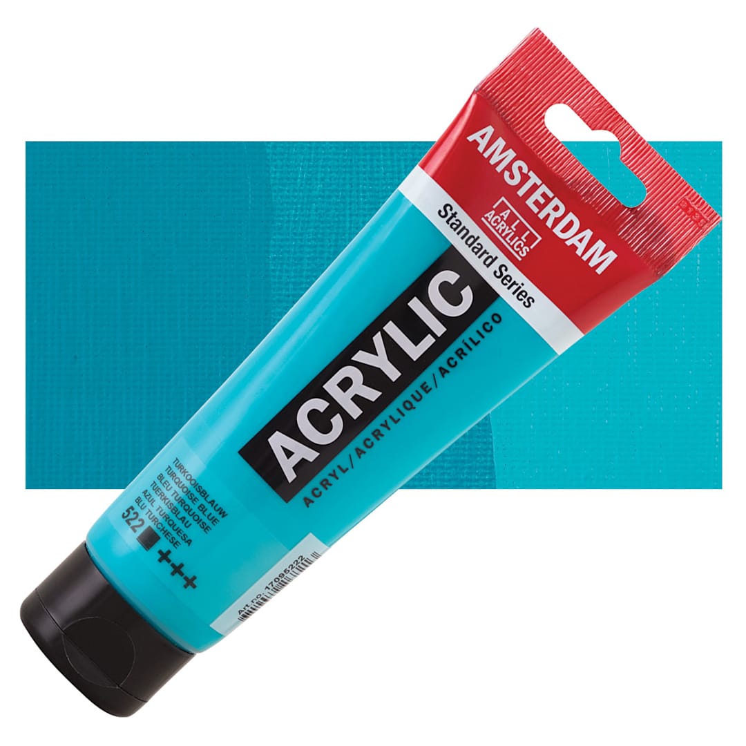 Open in modal - Amsterdam Standard Series Acrylic Paint - Turquoise Blue, 120 ml and swatch