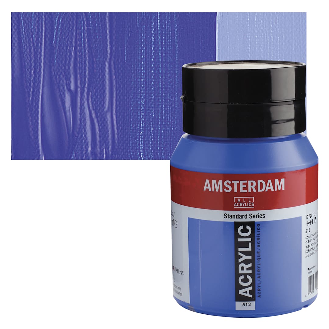 Open in modal - Amsterdam Standard Series Acrylic - Cobalt Blue Ultramarine, 500 ml bottle and swatch