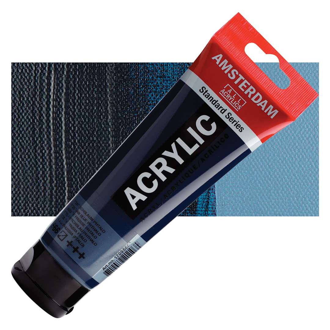 Open in modal - Amsterdam Standard Series Acrylic Paint - Prussian Blue, 120 ml Tube and swatch