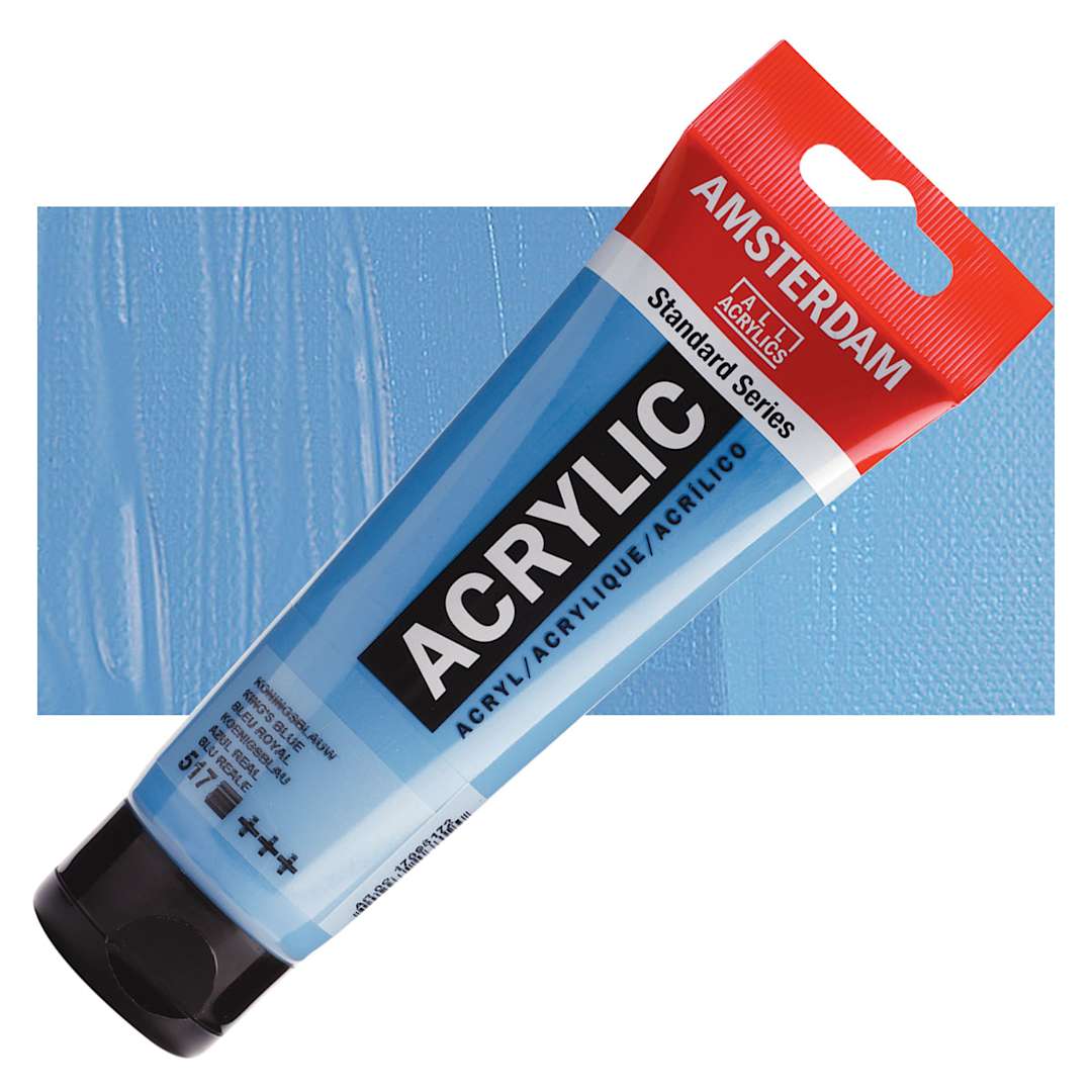Open in modal - Amsterdam Standard Series Acrylic Paint - Kings Blue, 120 ml Tube and swatch