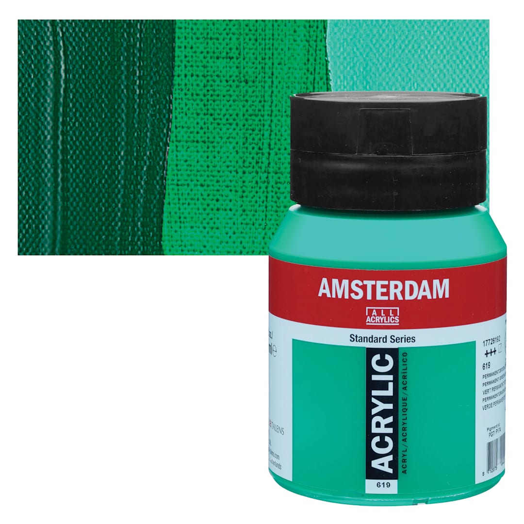 Open in modal - Amsterdam Standard Series Acrylic - Permanent Green Deep, 500 ml Bottle and swatch