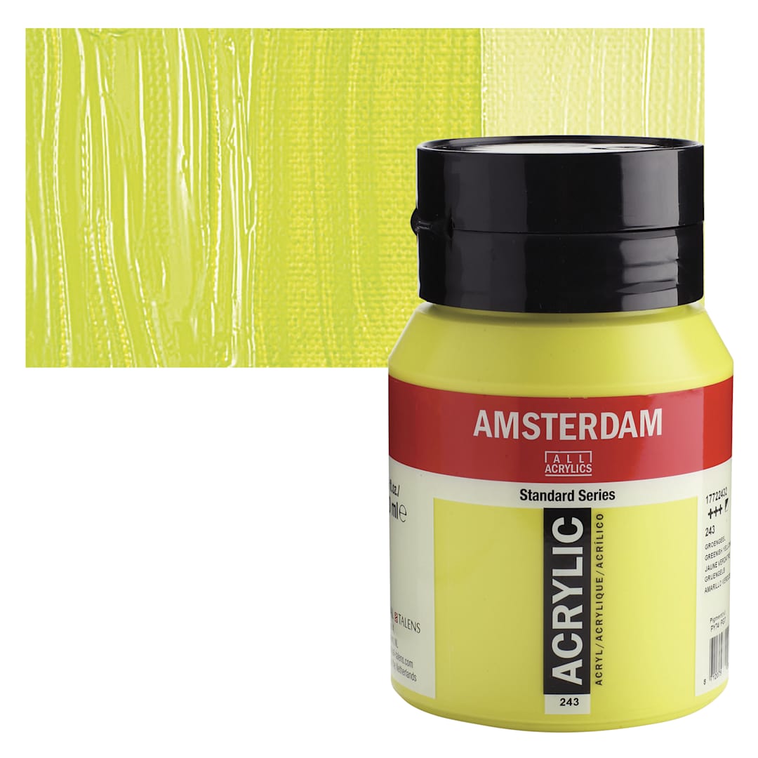 Open in modal - Amsterdam Standard Series Acrylic - Greenish Yellow, 500 ml bottle and swatch