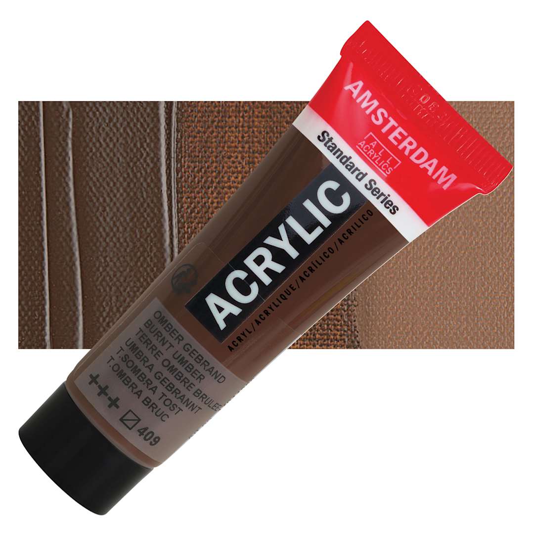 Open in modal - Amsterdam Standard Series Acrylic - Burnt Umber, 20 ml Tube and swatch
