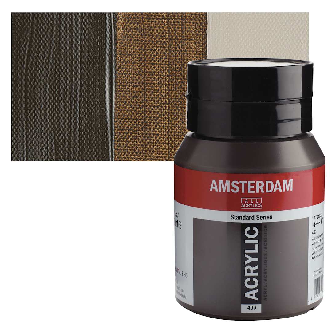 Open in modal - Amsterdam Standard Series Acrylic - VanDyke Brown, 500 ml bottle and swatch