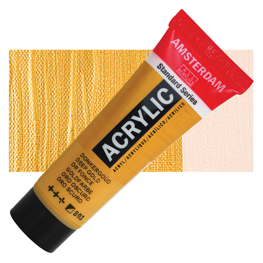 Open in modal - Amsterdam Standard Series Acrylic - Metallic Deep Gold, 20 ml Tube and swatch