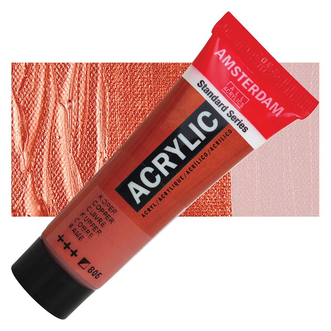 Open in modal - Amsterdam Standard Series Acrylic - Metallic Copper, 20 ml Tube and swatch