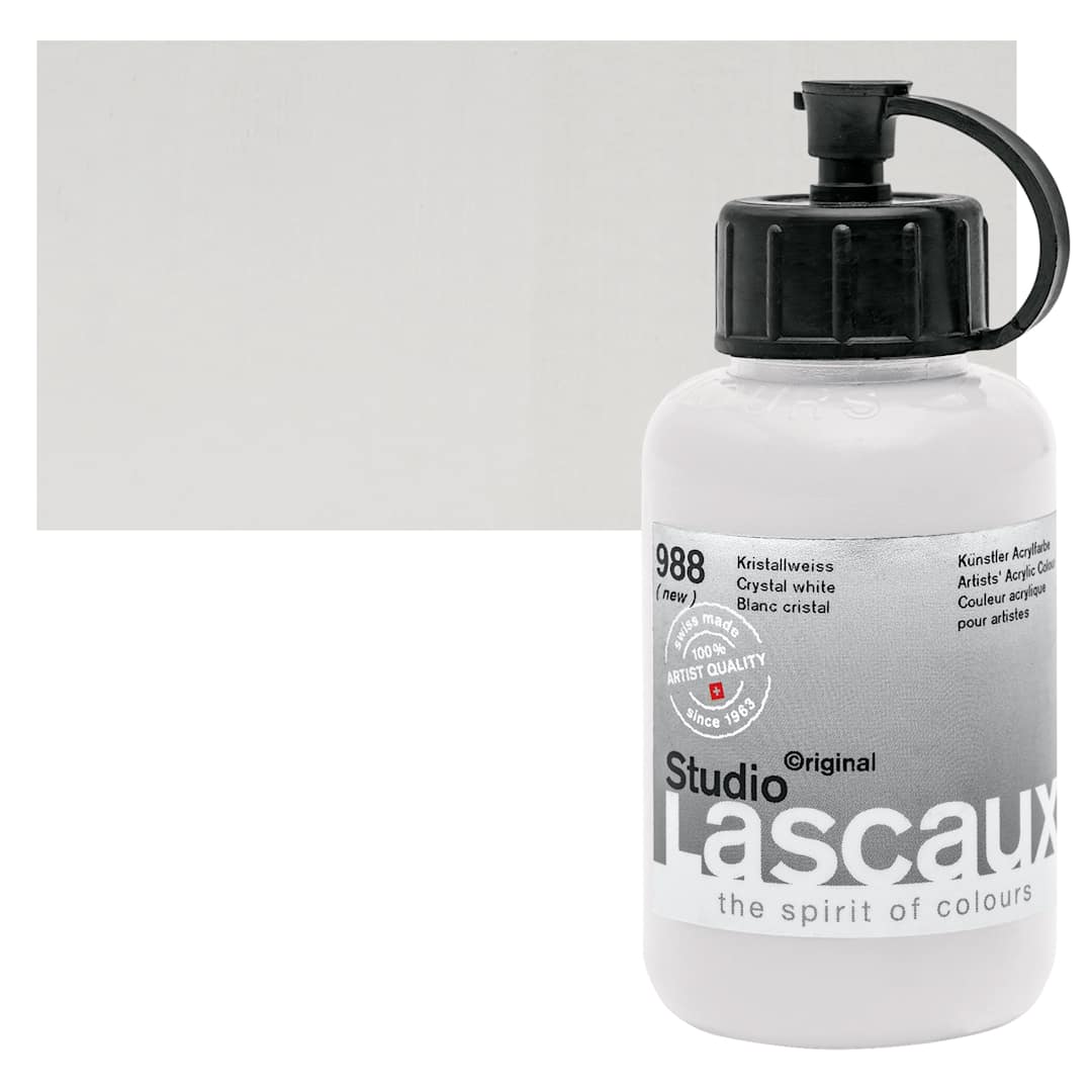 Open in modal - Lascaux Studio Acrylic - Crystal White, 85 ml bottle and swatch