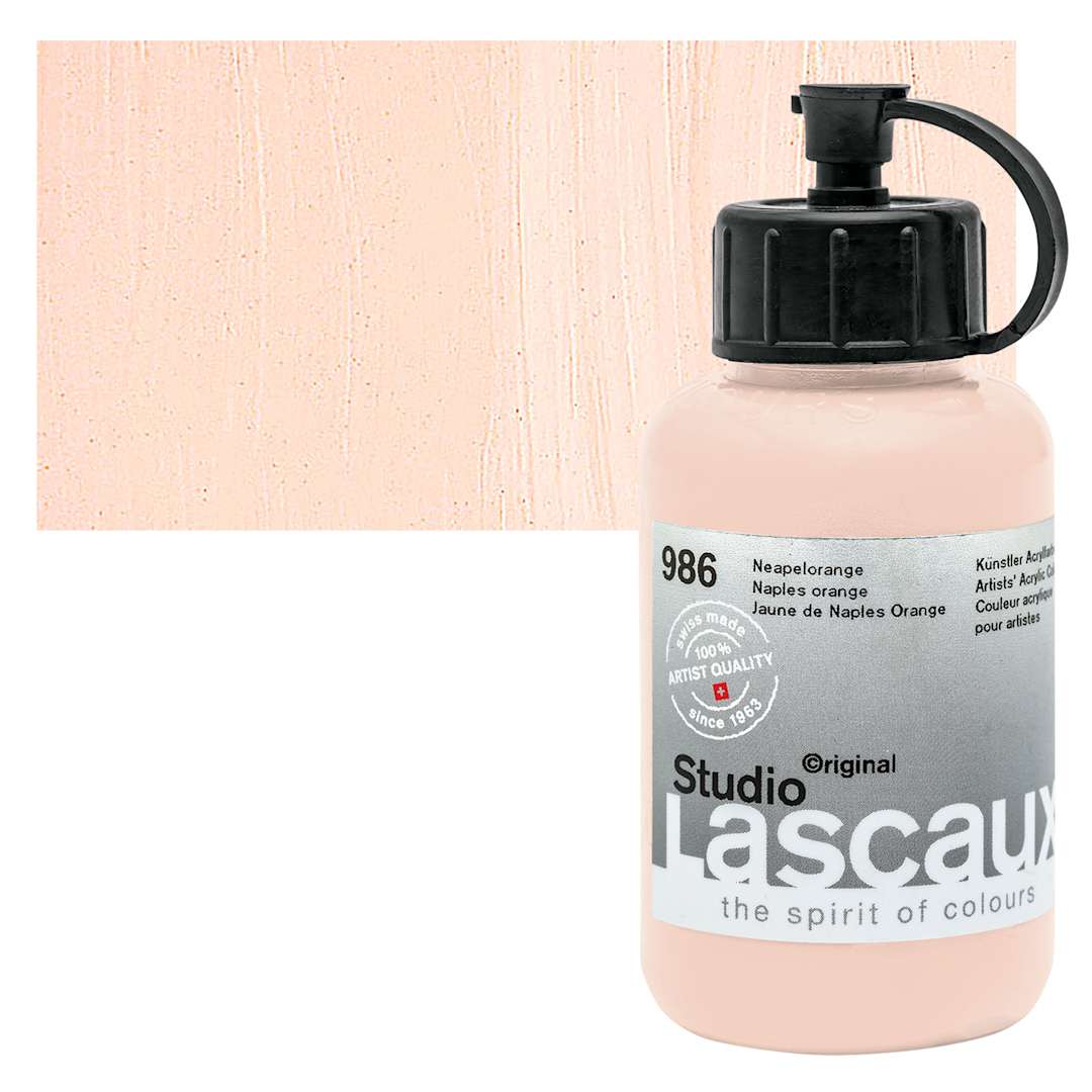 Open in modal - Lascaux Studio Acrylic - Naples Orange, 85 ml bottle and swatch