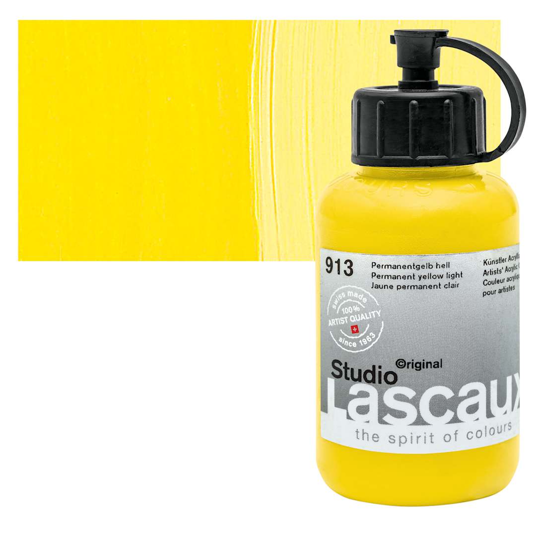 Open in modal - Lascaux Studio Acrylic - Permanent Yellow Light, 85 ml  bottle and swatch