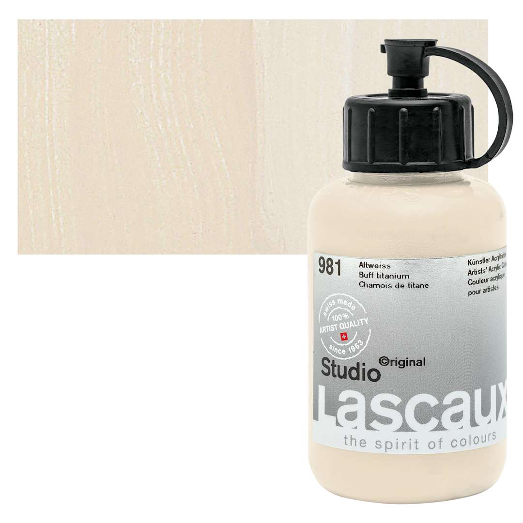 Open in modal - Lascaux Studio Acrylic - Buff Titanium, 85 ml bottle and swatch