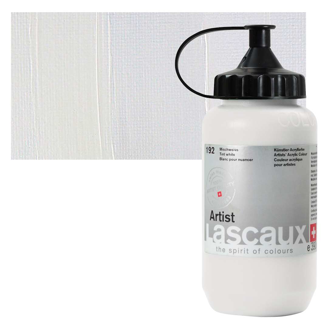 Open in modal - Lascaux Artist Acrylic - Tint White, 390 ml tube and swatch