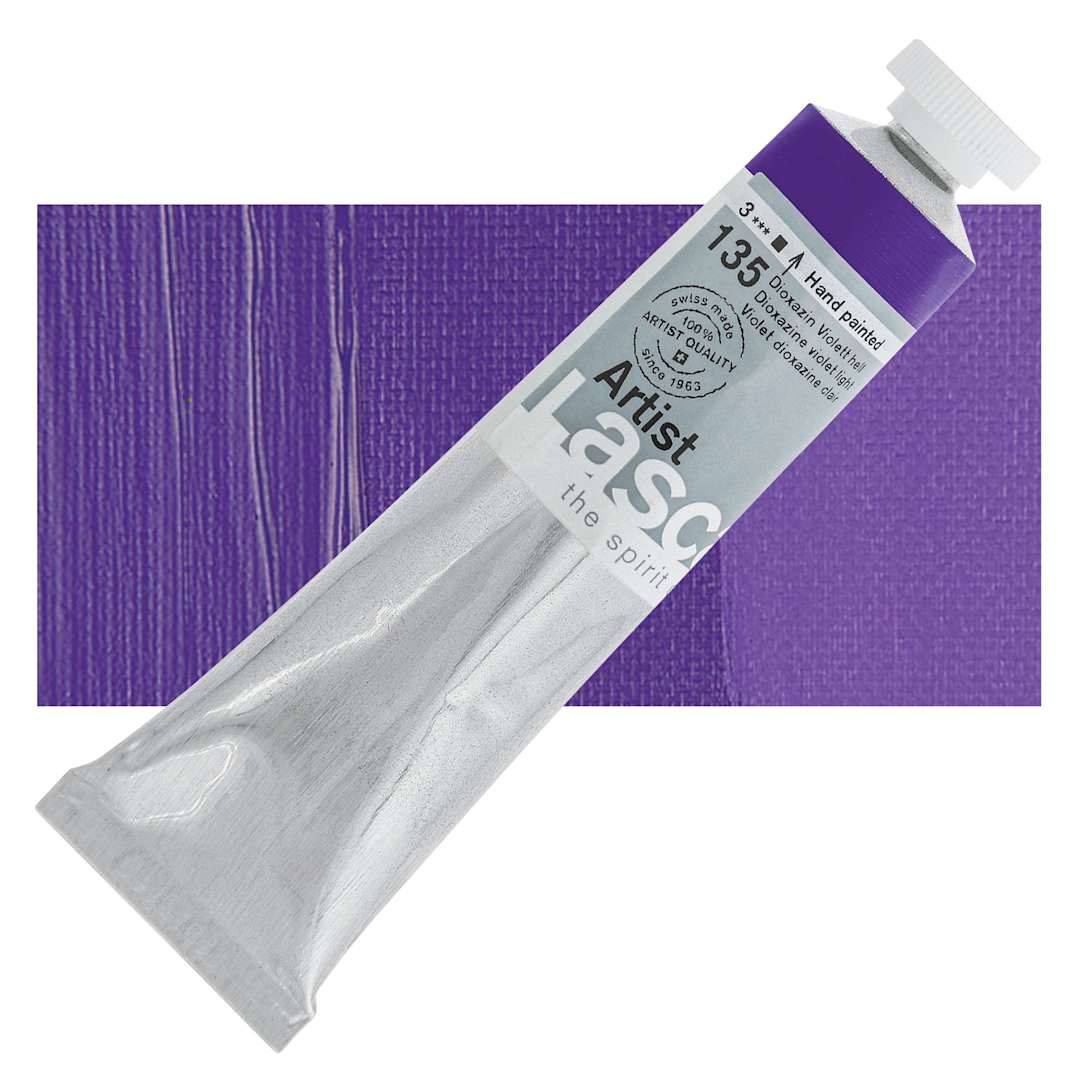 Open in modal - Lascaux Artist Acrylic - Dioxazine Violet Light, 45 ml tube and swatch