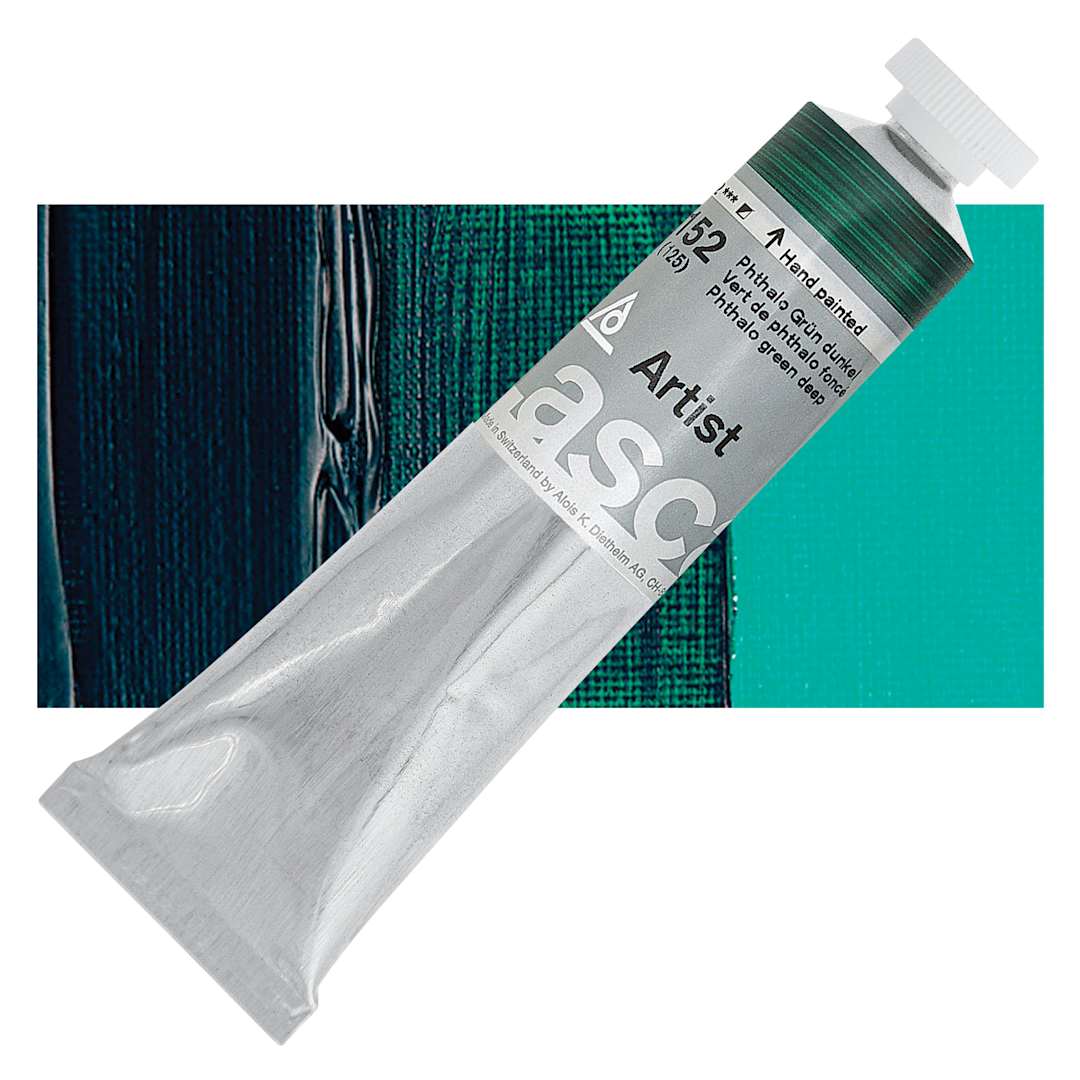 Open in modal - Lascaux Artist Acrylic - Phthalo Green Deep, 45 ml tube and swatch
