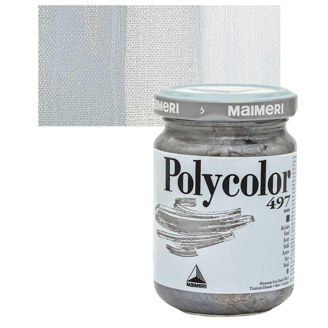 Open in modal - Maimeri Polycolor Vinyl Paint - Steel, 140 ml Jar and swatch