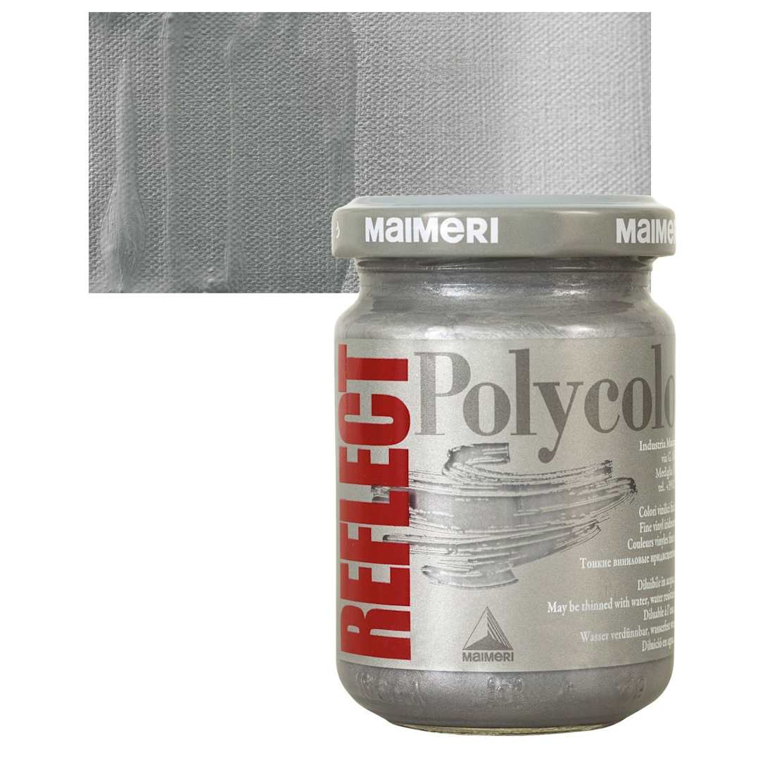 Open in modal - Maimeri Polycolor Vinyl Paint - Reflect Antique Silver, 140 ml and swatch