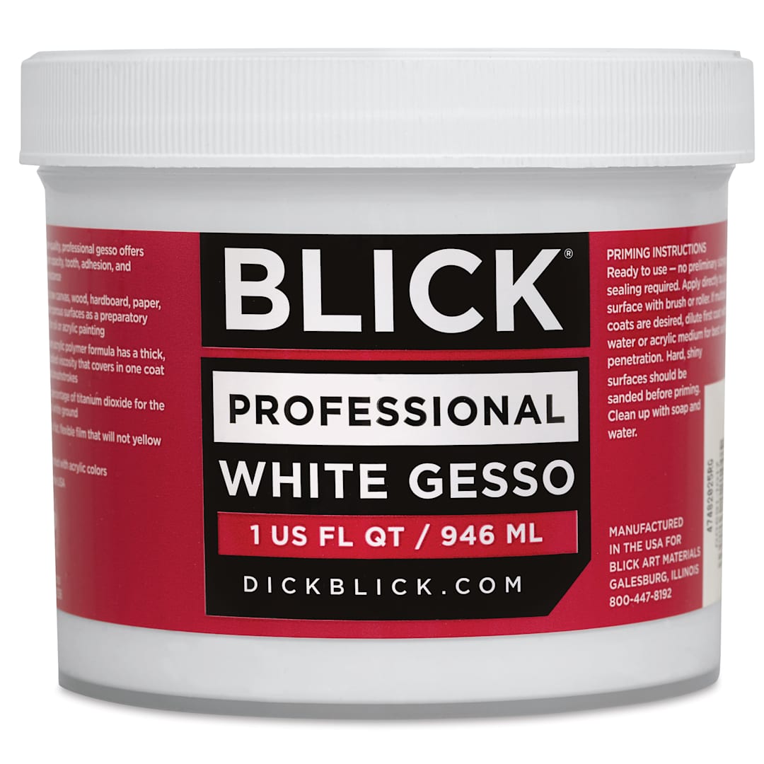 Open in modal - Blick Artists Acrylic Gesso - Professional White, Quart