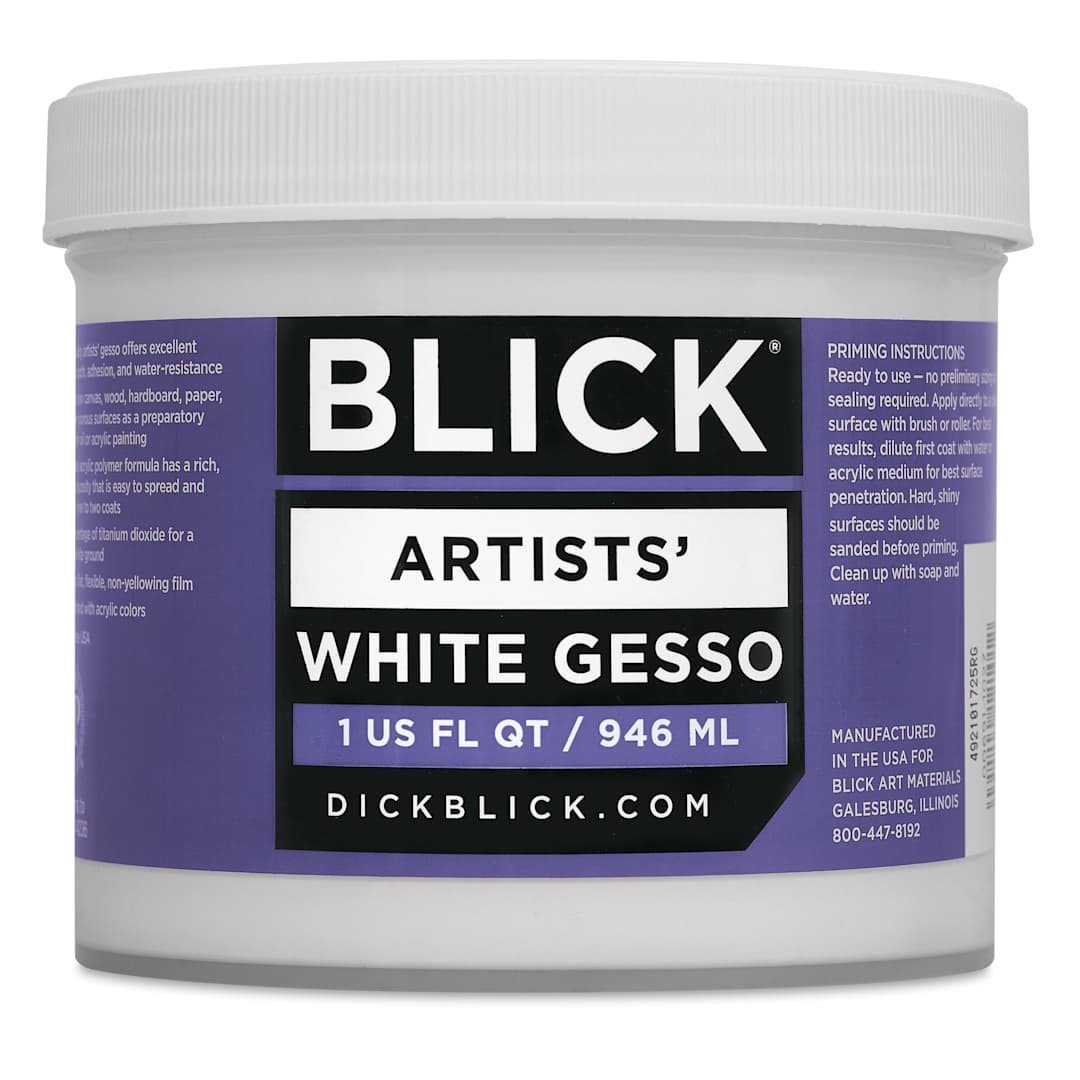 Open in modal - Blick Artists Acrylic Gesso - White, Quart Jar, front label