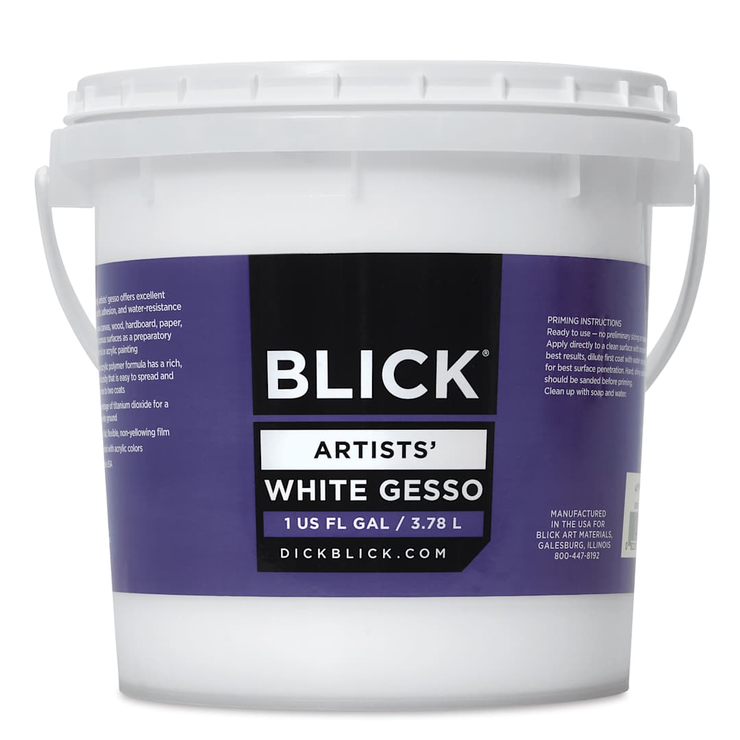 Open in modal - Blick Artists Acrylic Gesso - White, Gallon tub, front view