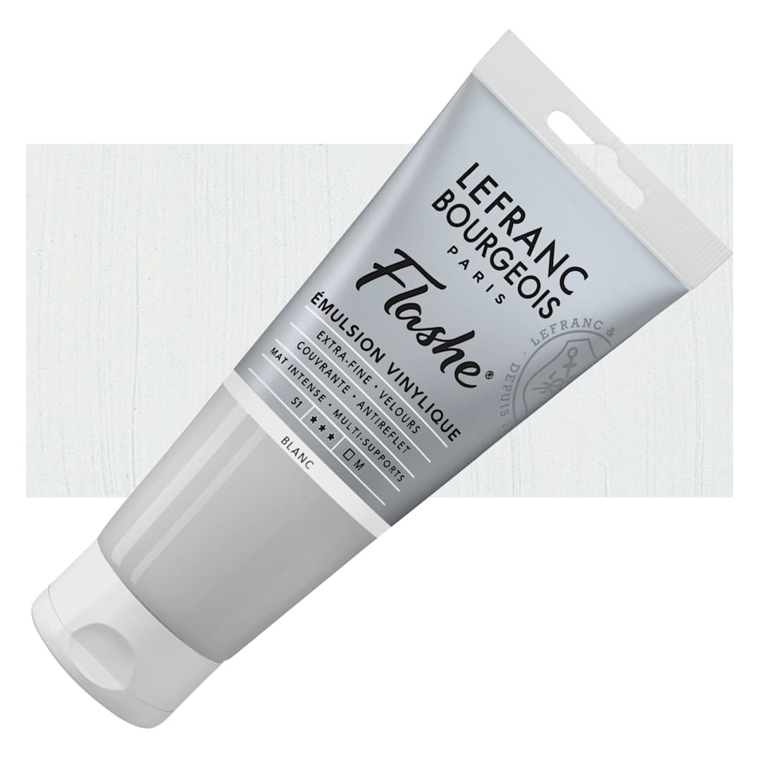 Open in modal - Lefranc & Bourgeois Flashe Vinyl Paint - White, 80 ml tube and swatch
