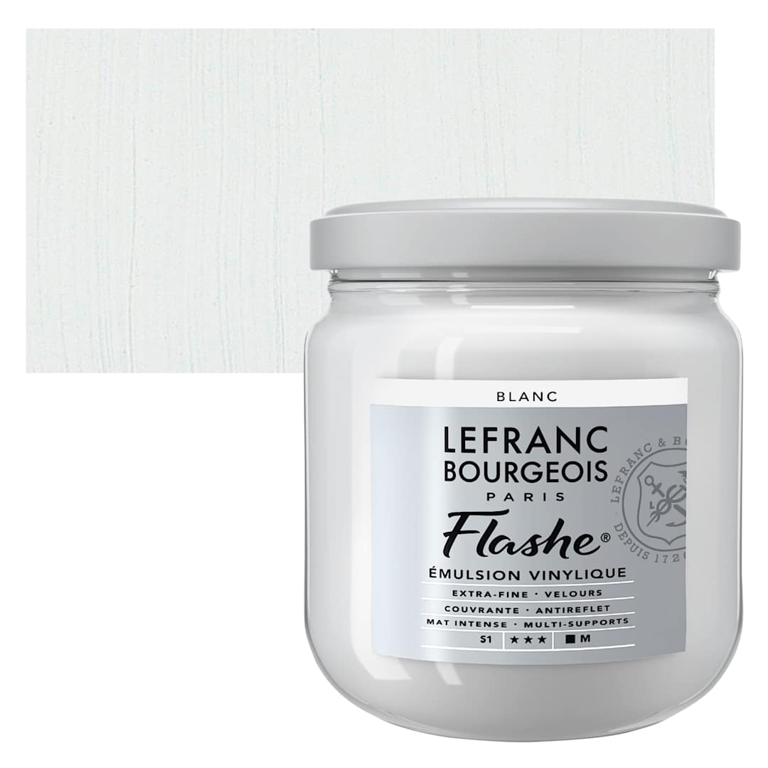 Open in modal - Lefranc & Bourgeois Flashe Vinyl Paint - White, 400 ml jar and swatch