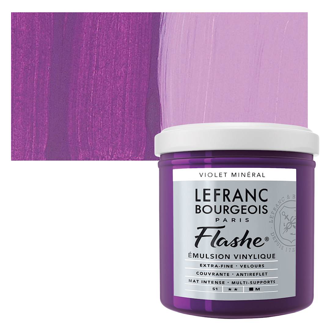 Open in modal - Lefranc & Bourgeois Flashe Vinyl Paint - Mineral Violet, 125 ml jar and swatch