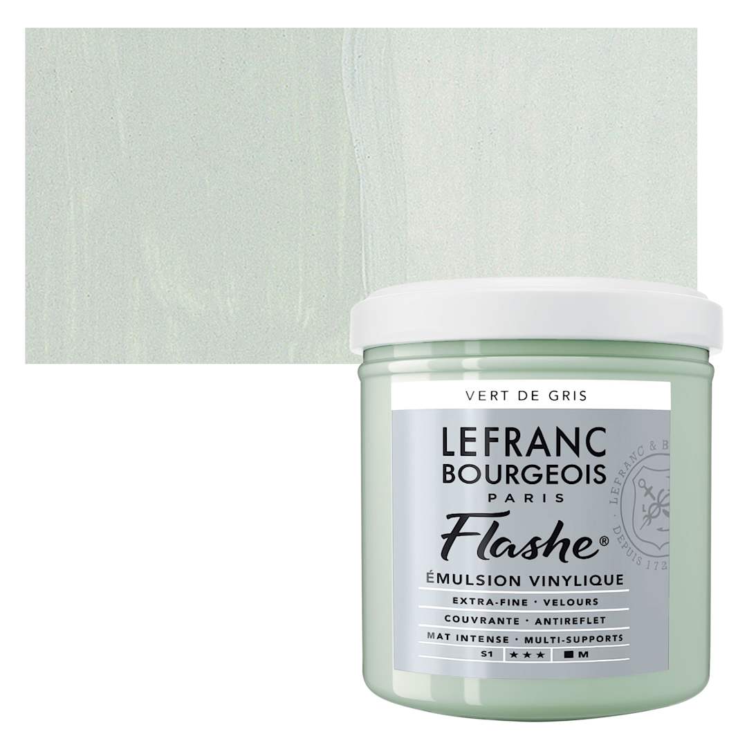 Open in modal - Lefranc & Bourgeois Flashe Vinyl Paint - Gray Green, 125 ml jar and swatch