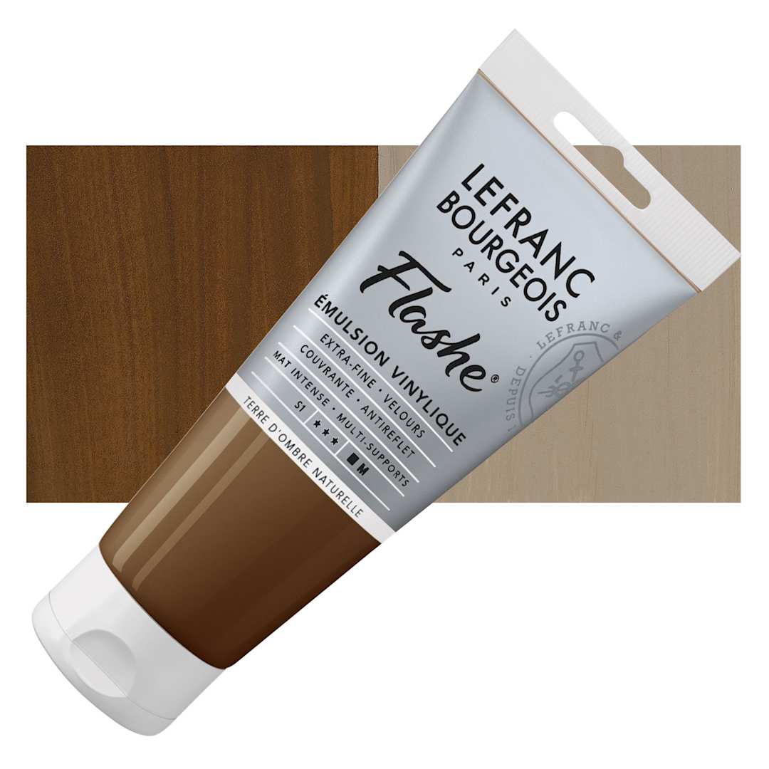 Open in modal - Lefranc & Bourgeois Flashe Vinyl Paint - Raw Umber, 80 ml tube and swatch