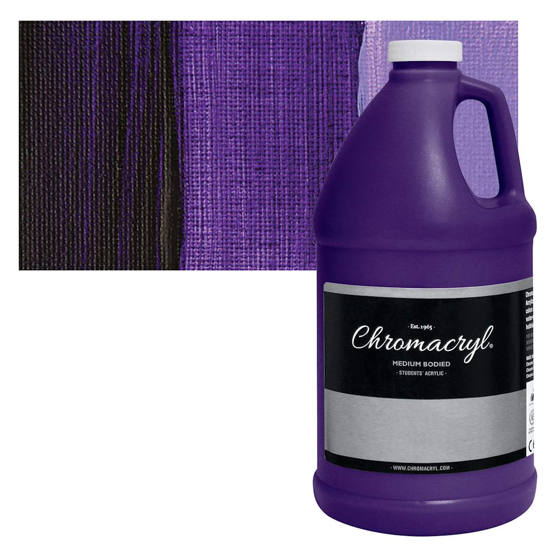 Open in modal - Chromacryl Students' Acrylic - Violet, 64 oz bottle and swatch