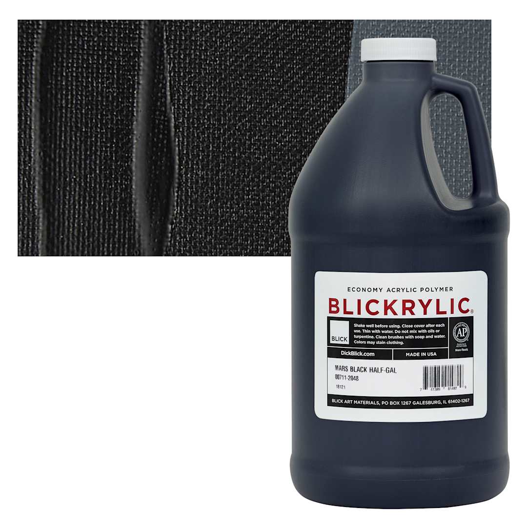 Open in modal - Blickrylic Student Acrylic - Mars Black, Half Gallon and swatch