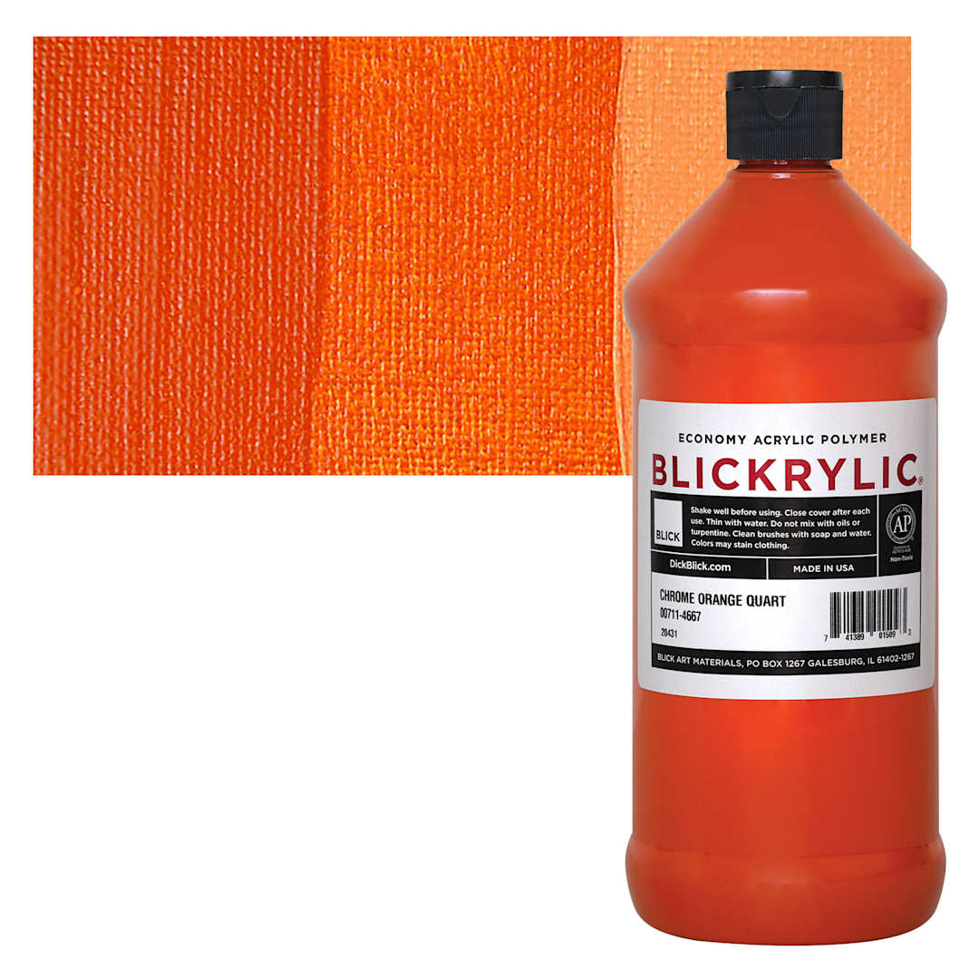 Open in modal - Blickrylic Student Acrylic - Chrome Orange, Quart and swatch