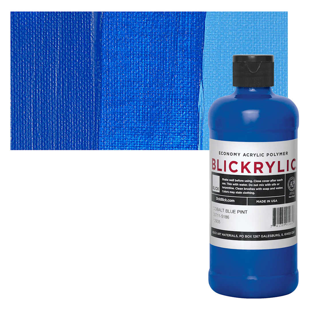 Open in modal - Blickrylic Student Acrylic - Cobalt Blue, Pint and swatch