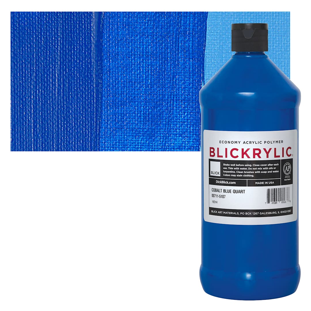 Open in modal - Blickrylic Student Acrylic - Cobalt Blue, Quart and swatch