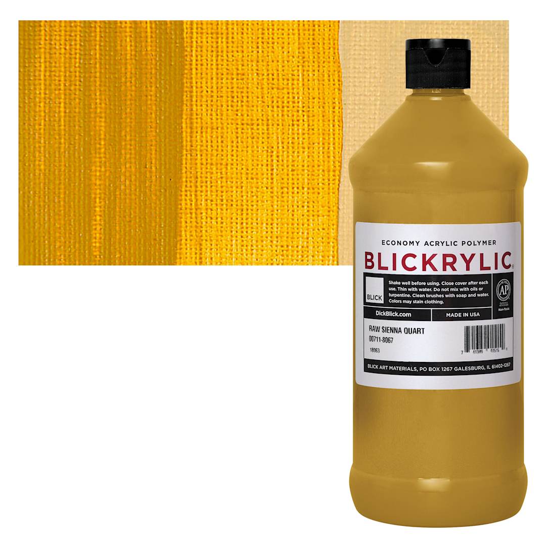 Open in modal - Blickrylic Student Acrylic - Raw Sienna, Quart and swatch
