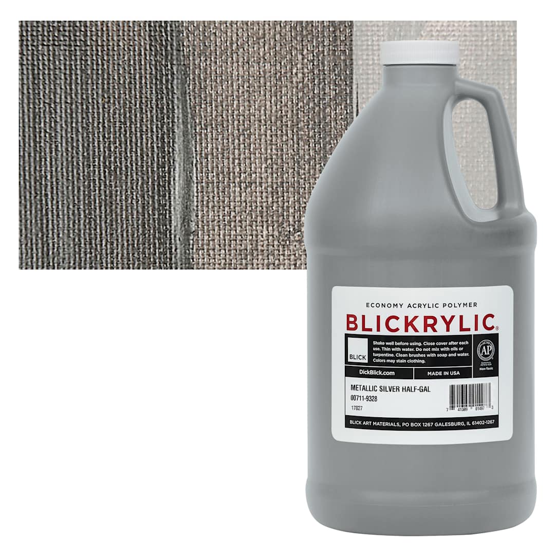 Open in modal - Blickrylic Student Acrylic - Metallic Silver, Half Gallon and swatch